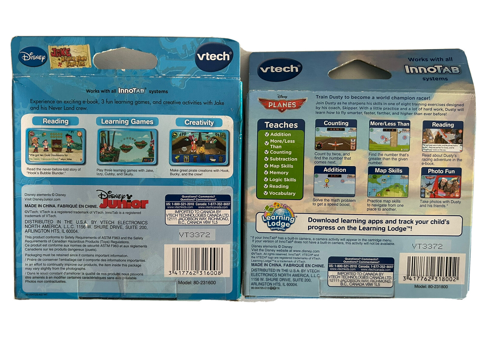 VTech InnoTab Cartridge Disney Planes And Jake Pirates 4-7 Years Pre-K / 1st
