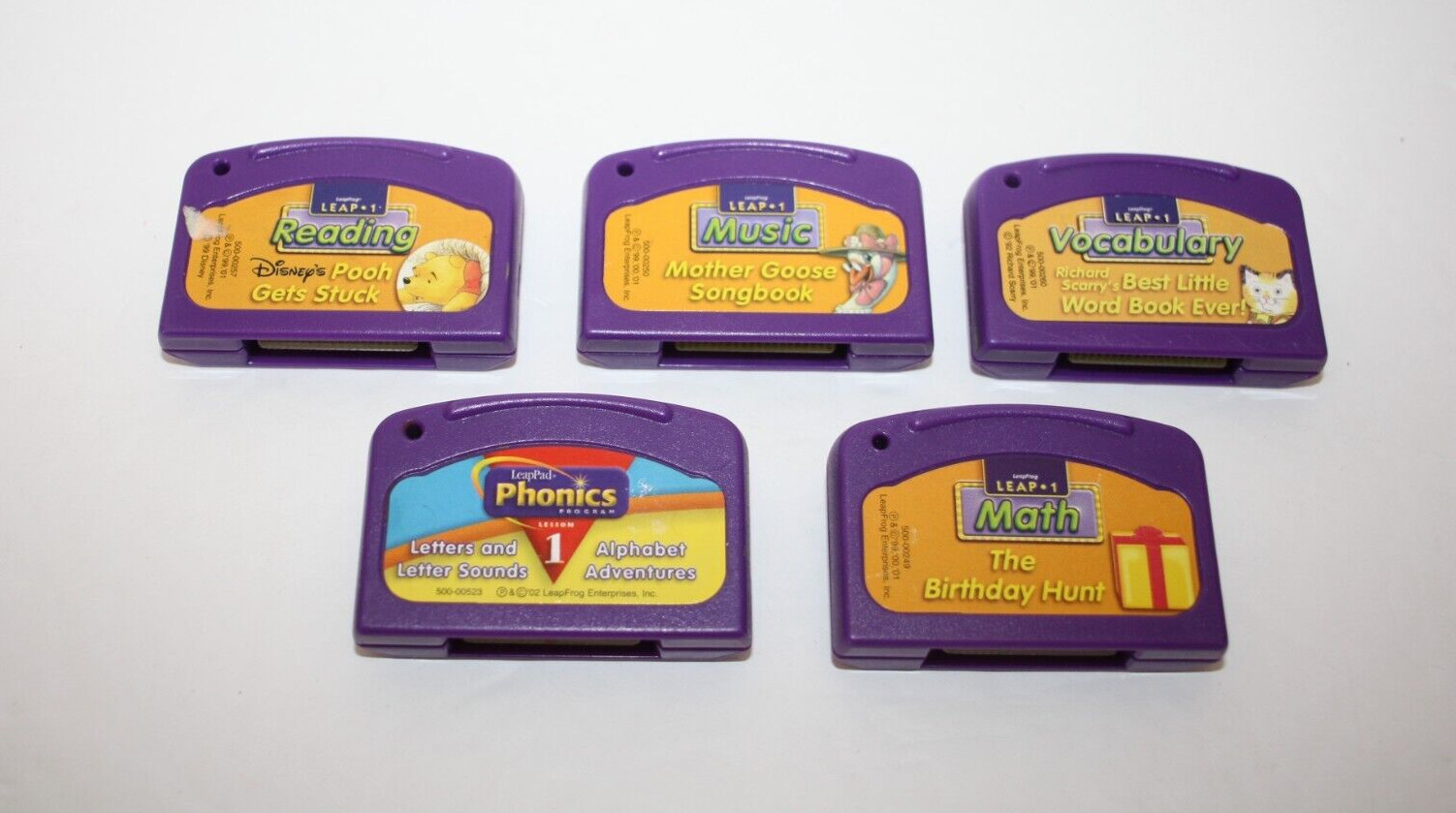 Leap Frog Leap 1 Cartridges Pre-K Lot Of 5 Phonics Math Pooh Music Vocabulary