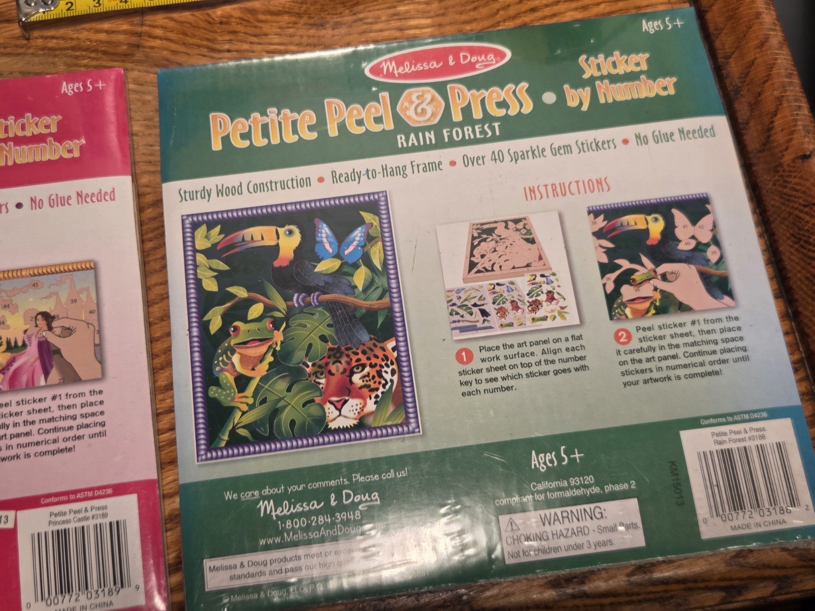 6 NEW Melissa & Doug Petite peel & press sticker Rainforest & Princess