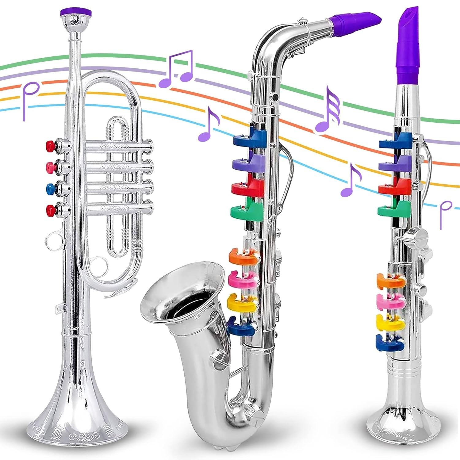 Set of 3 Music instrument Clarinet Saxophone Trumpet Combo toy for kids NEW