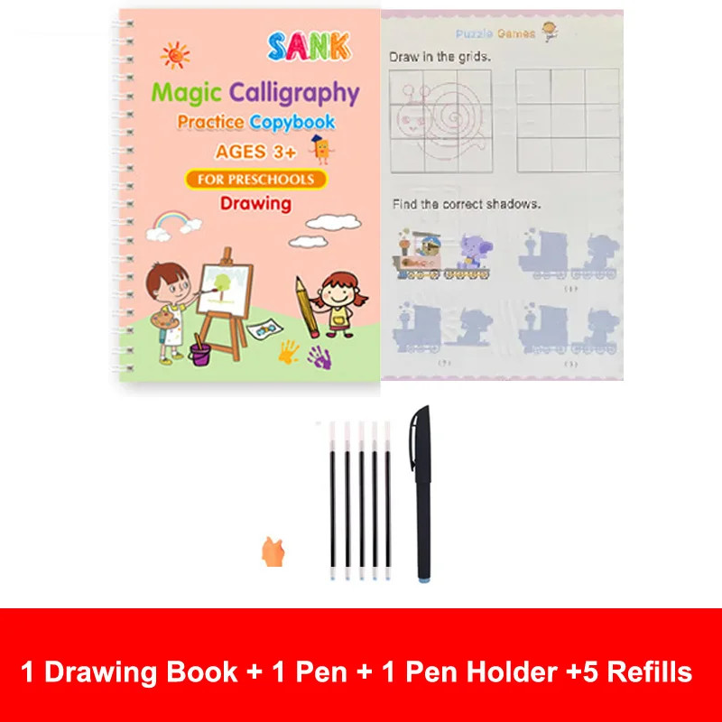 Sank Magic Reusable Calligraphy Copybook for Kids – English Version