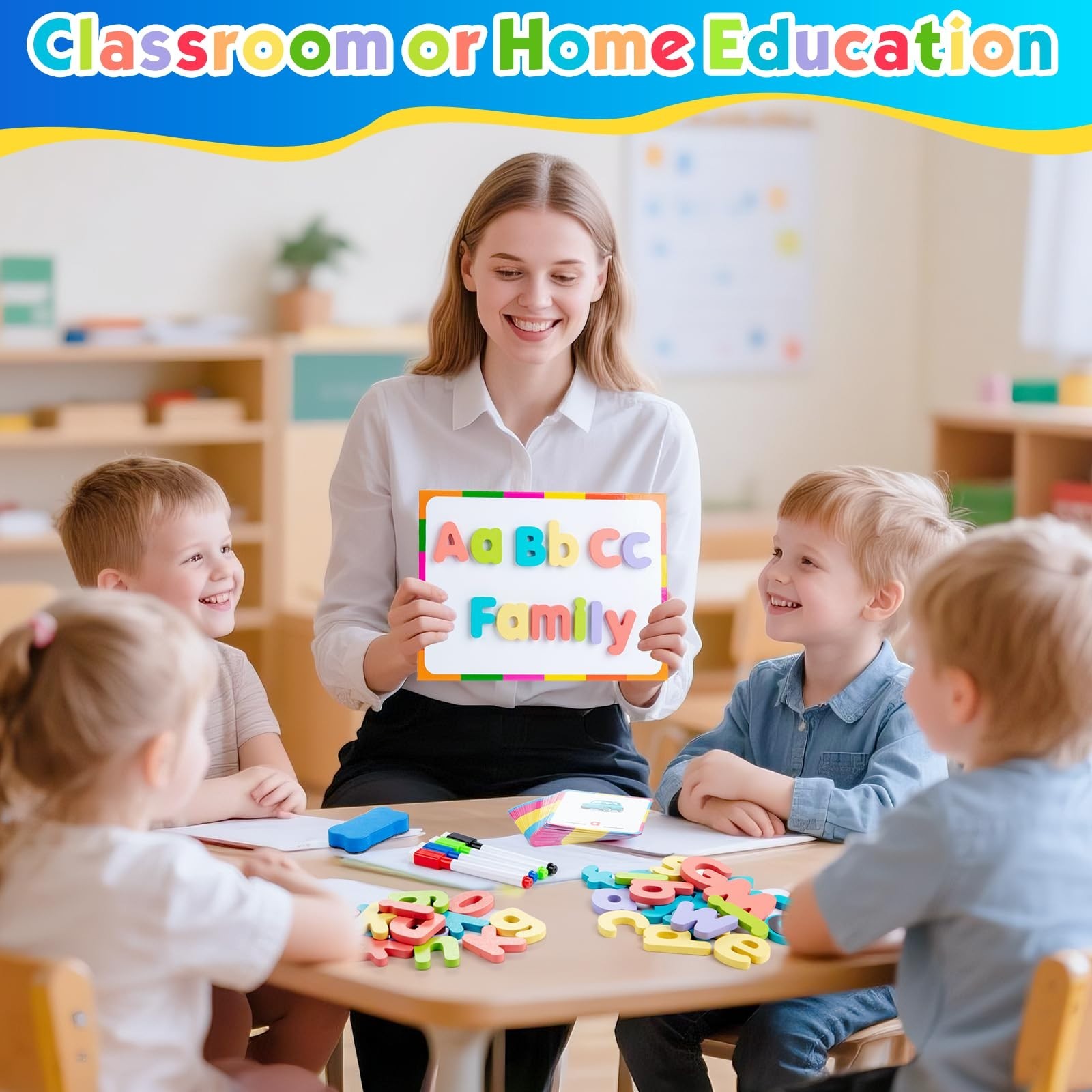 Magnetic Alphabet Letters Set – 310 Pcs with Board & Organizer Bag, Wooden Upper