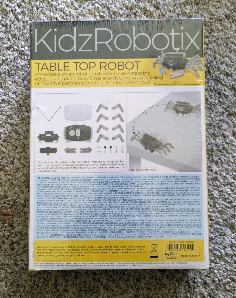 New- Sealed- KidzRobotix Table Top Robot Crab Kit – STEAM Build Toy Ages 8+