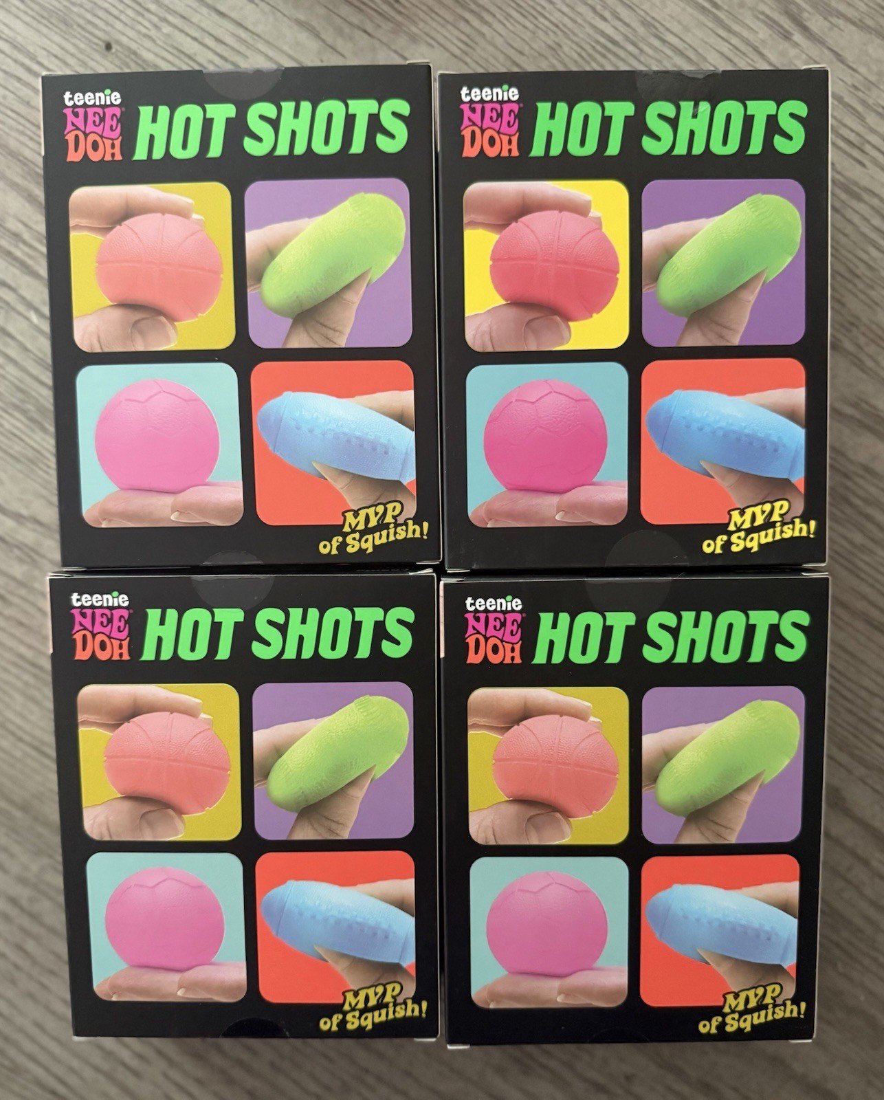 Needoh HOT SHOTS 4 Pack Lot Bundle Schylling Sports Themed New & Sealed RARE!