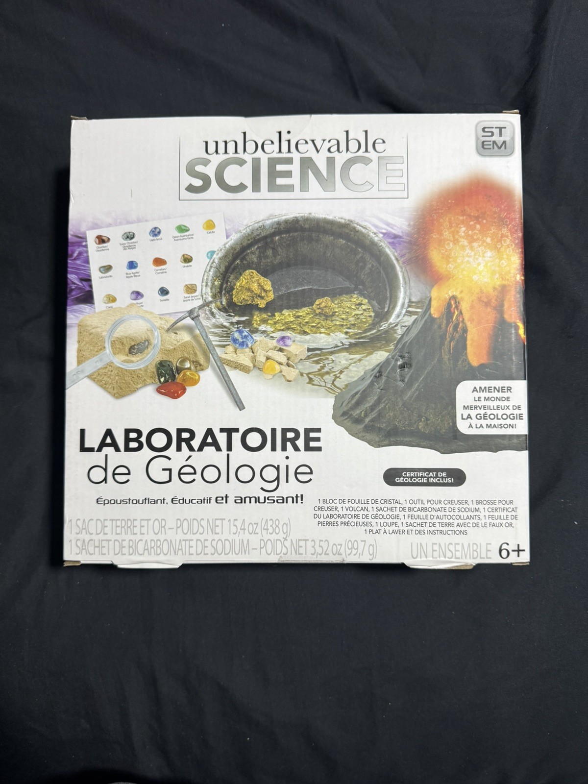 Unbelievable Science Geology Lab Kit (New/Sealed) Gemstones, Volcano, Magnifier