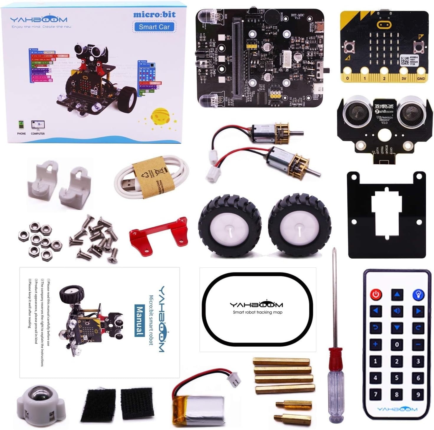 Yahboom Micro:bit STEM Robot Car Kit for Kids Coding Python Robotics DIY