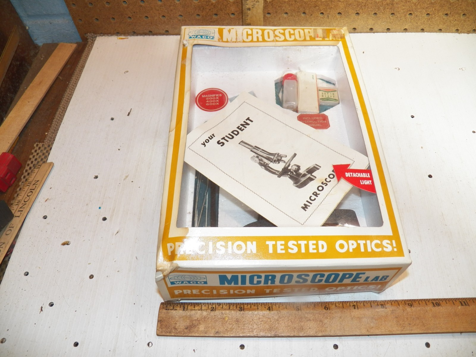 Vintage 1960s WACO Microscope Lab Kit in Original Box – Made in Japan