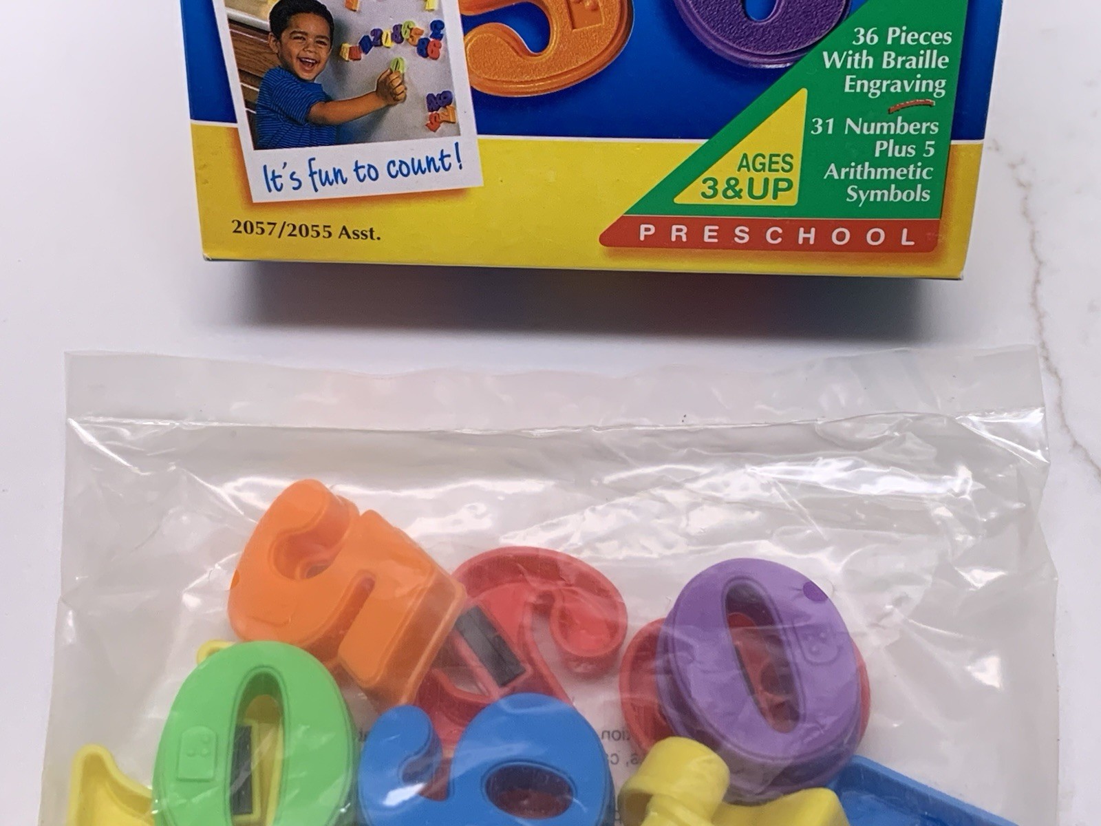 Playskool 1995 Refrigerator Magnets 31 Numbers 5 Arithmetic Symbols Braille NEW