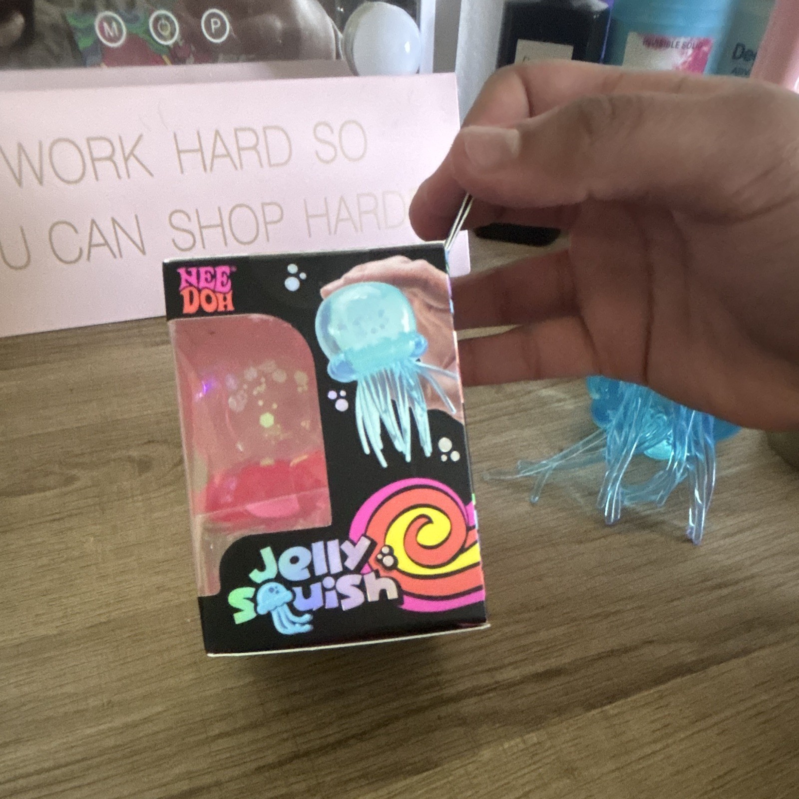 Nee Doh JellySquish Pink Jellyfish Super Solid Squish Squeeze Toy 25330NAB