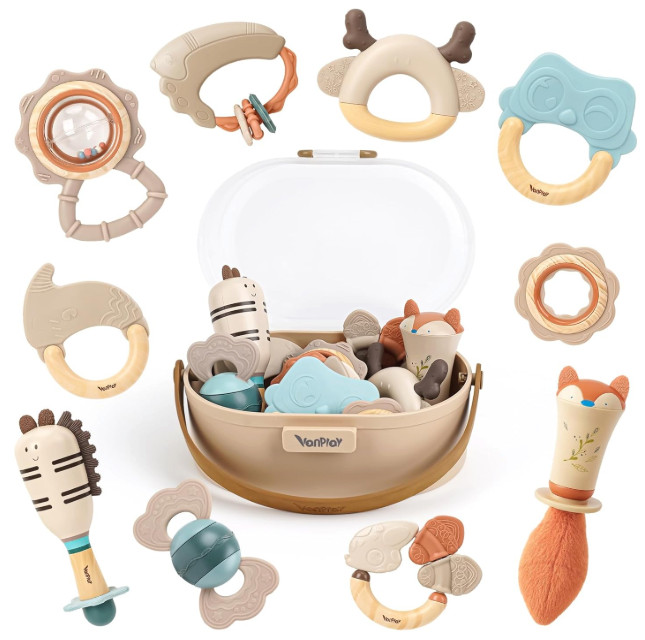 Teething toys and rattles for babies from 3-6 months old