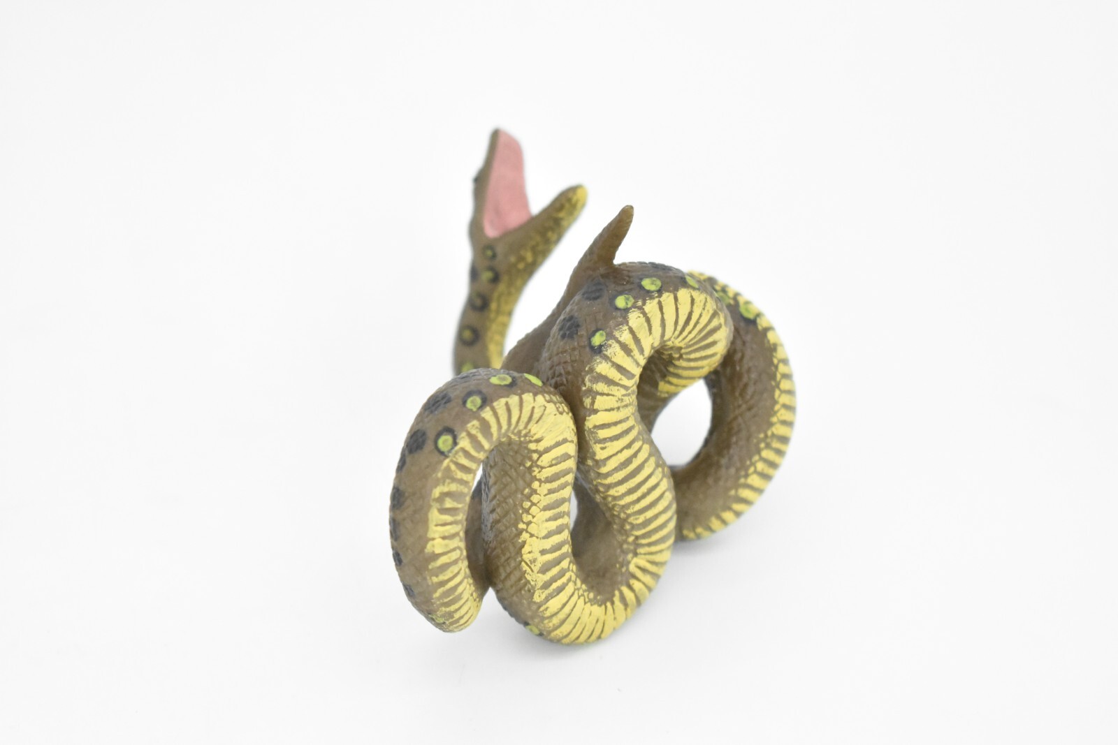 Python Snake, Very Realistic Rubber Reproduction, Hand Painted Figurine 4″