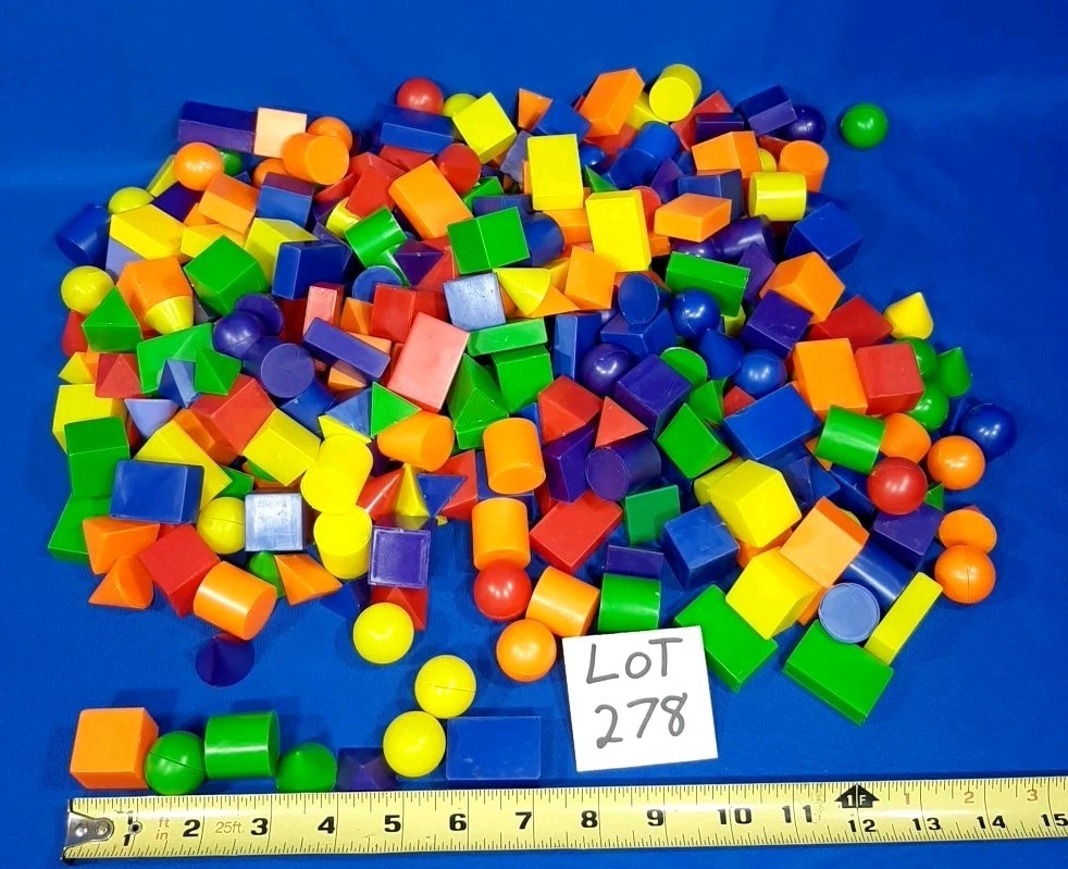 Huge Lot Of 3D Plastic Geometric Shapes Blocks Science Project Learning Toys