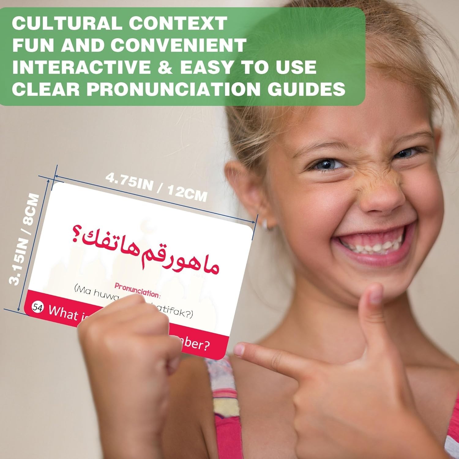 Arabic Flash Cards Set – 50 Essential Phrases with English Transliteration