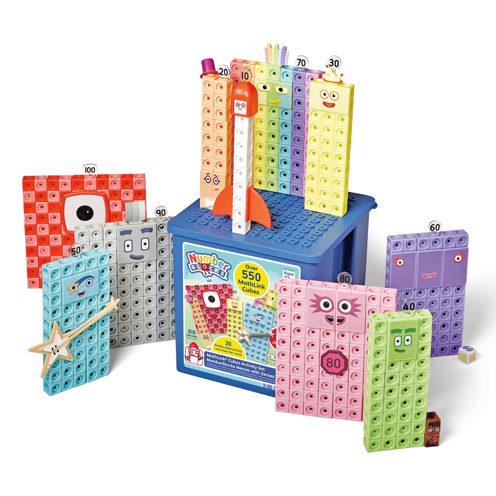 Hand2Mind Numberblocks Heroes Zeroes Mathlink Cubes Activity Set Preschool