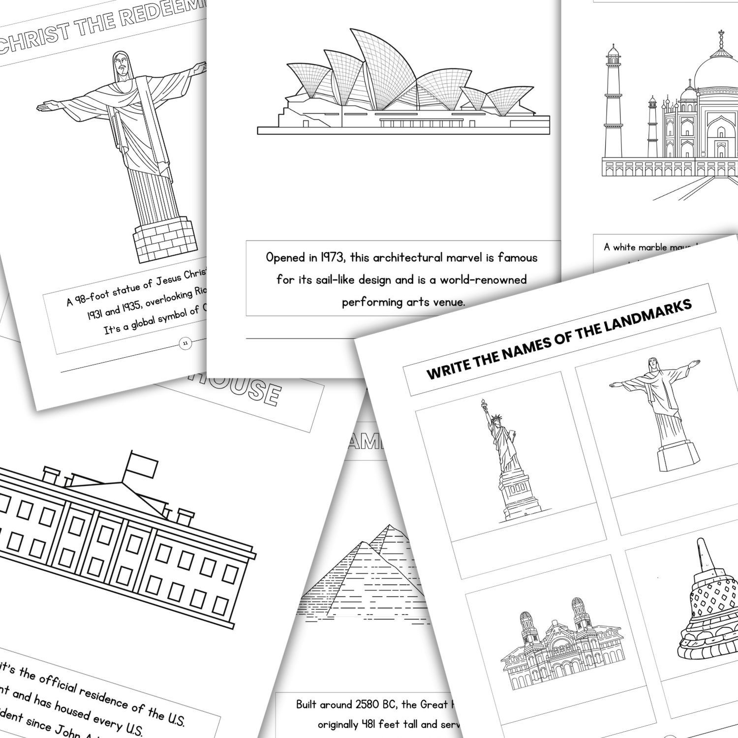 Famous World Landmarks Coloring & Activity Book for Kids | Printable