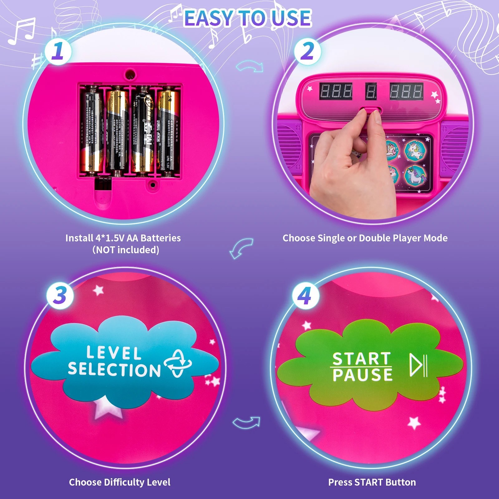 Kids Electronic Dance Mat with 9 Levels Educational Toys Double Players