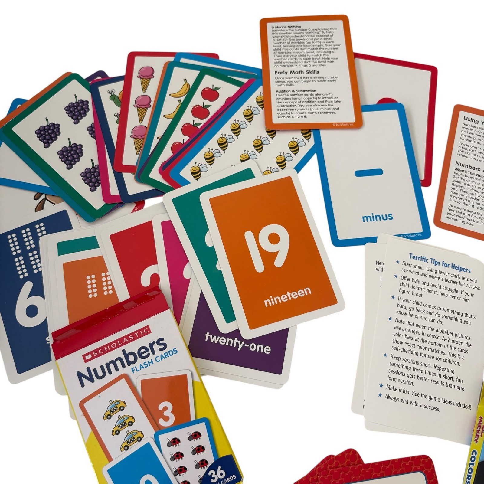 Flash Cards Lot Of 3 ABC Alphabet, Numbers, Mickey Colors & Shapes Preschool