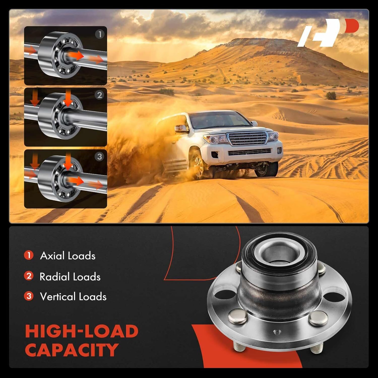 APM 2 x Rear Wheel Bearing and Hub Assembly with 4-Lug Compatible with