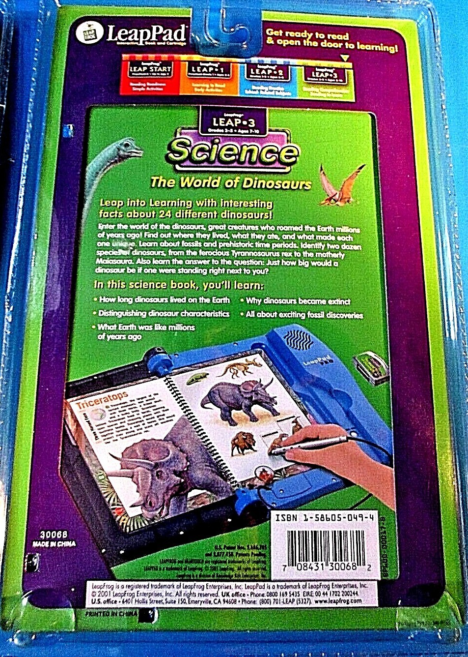Lot of 3 LeapFrog 1 2 3 Reading & Science Dinosaur Gr 1-3 plus Mini Book Kit