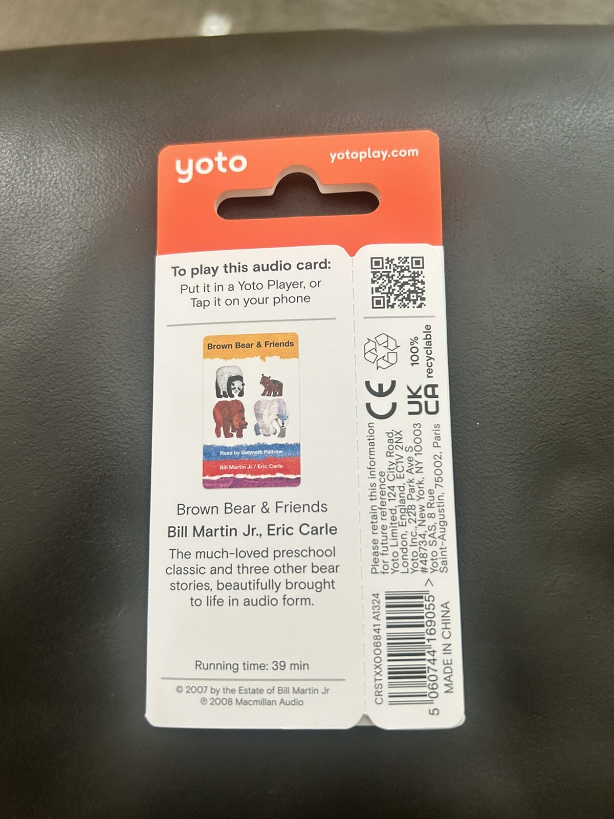 NEW Yoto Audio Player Card Brown Bear & Friends By Bill Martin Jr/Eric Carle