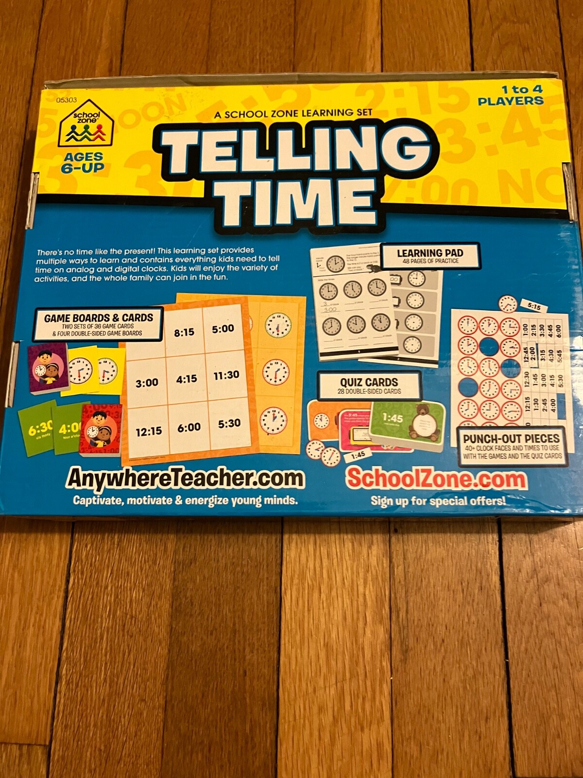 School Zone Learning Set For Telling Time Ages 6 And Up