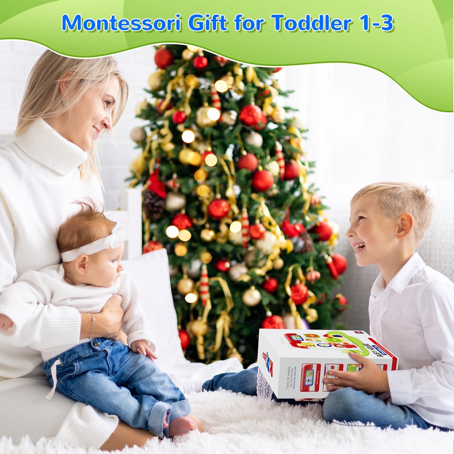 MFEESYOB Montessori Toys 9.05 x 2.36 x 10.23 inches, Red, Yellow, Green, Blue