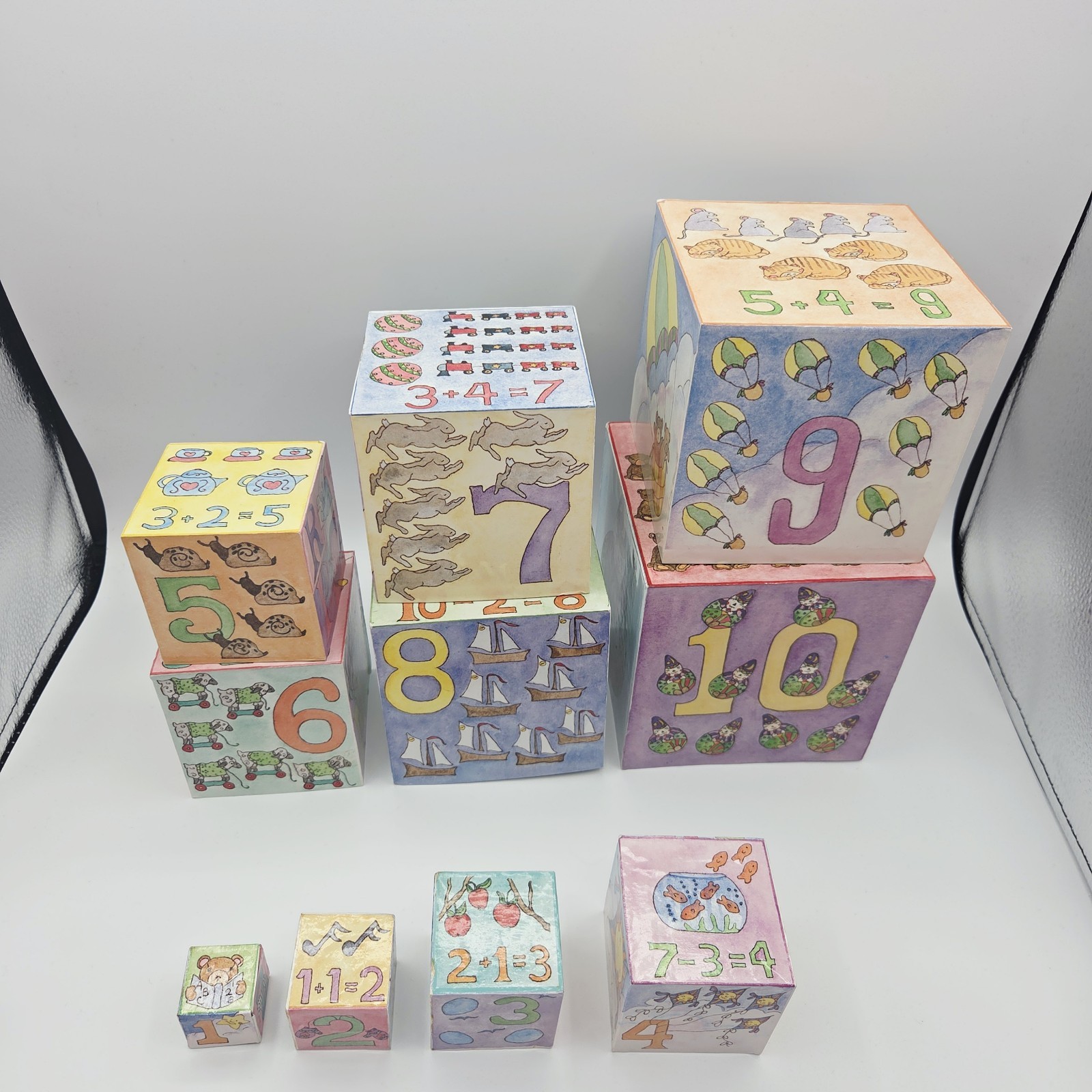 Vintage 1987 Lillian Vernon Nesting Blocks Complete Set Stacking Alphabet Number