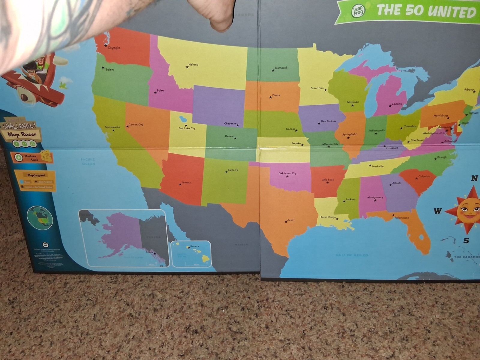 Leap Frog Tag Interactive United States Map 2 Sided Jumbo 35″ x 20″ FREE SHIP