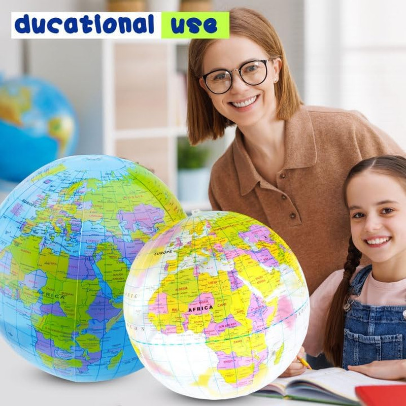12 Pack 12 Inches Inflatable Globe Blow up World Globe PVC Earth Beach Balls Poo