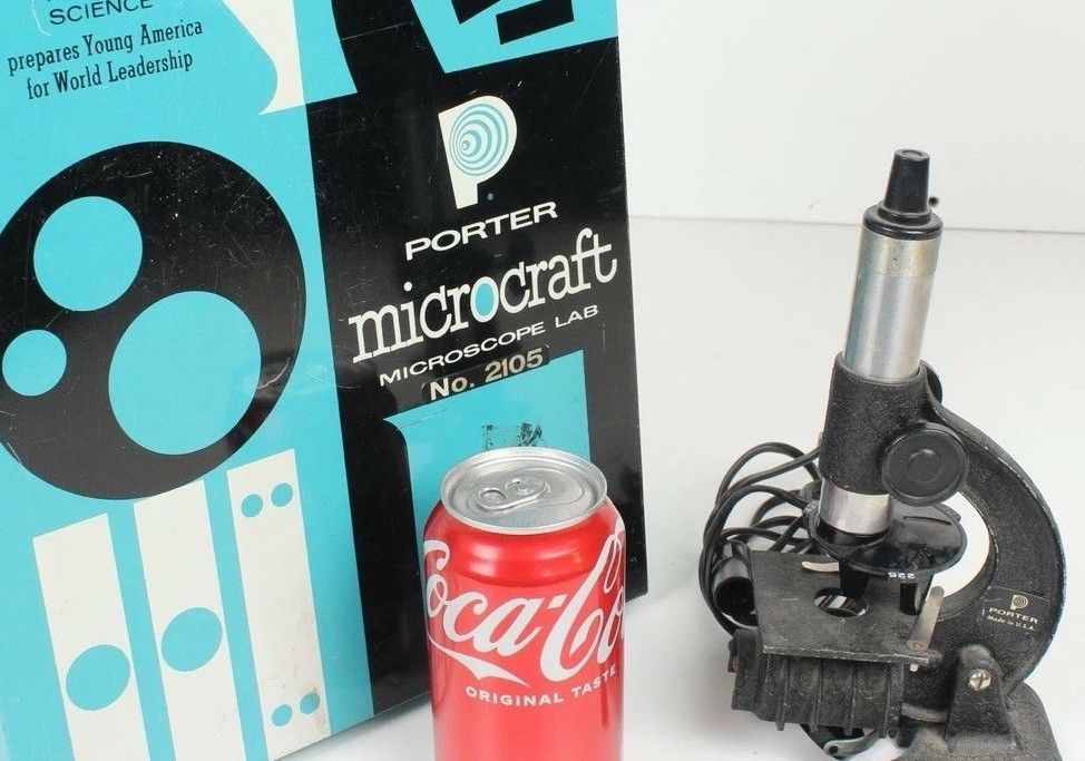 Lionel Porter Microcraft Student Microscope w/Metal Case MCM VTG UNTESTED READ