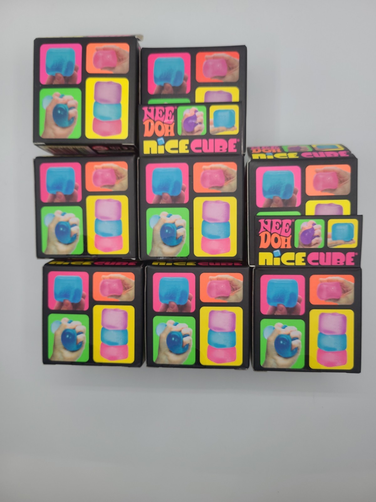 LOT OF 8 NeeDoh Nice Ice Nee Doh Nice Cube – Blue Pink Purple – NEW SEALED.