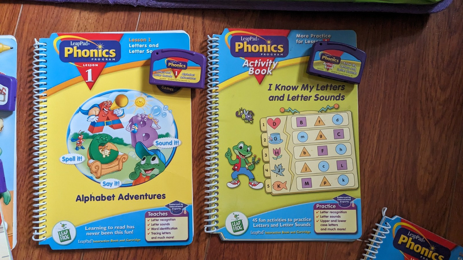 LeapFrog LeapPad Plus Writing LOT Books Cartridges Phonics Reading AUDIO FLAW