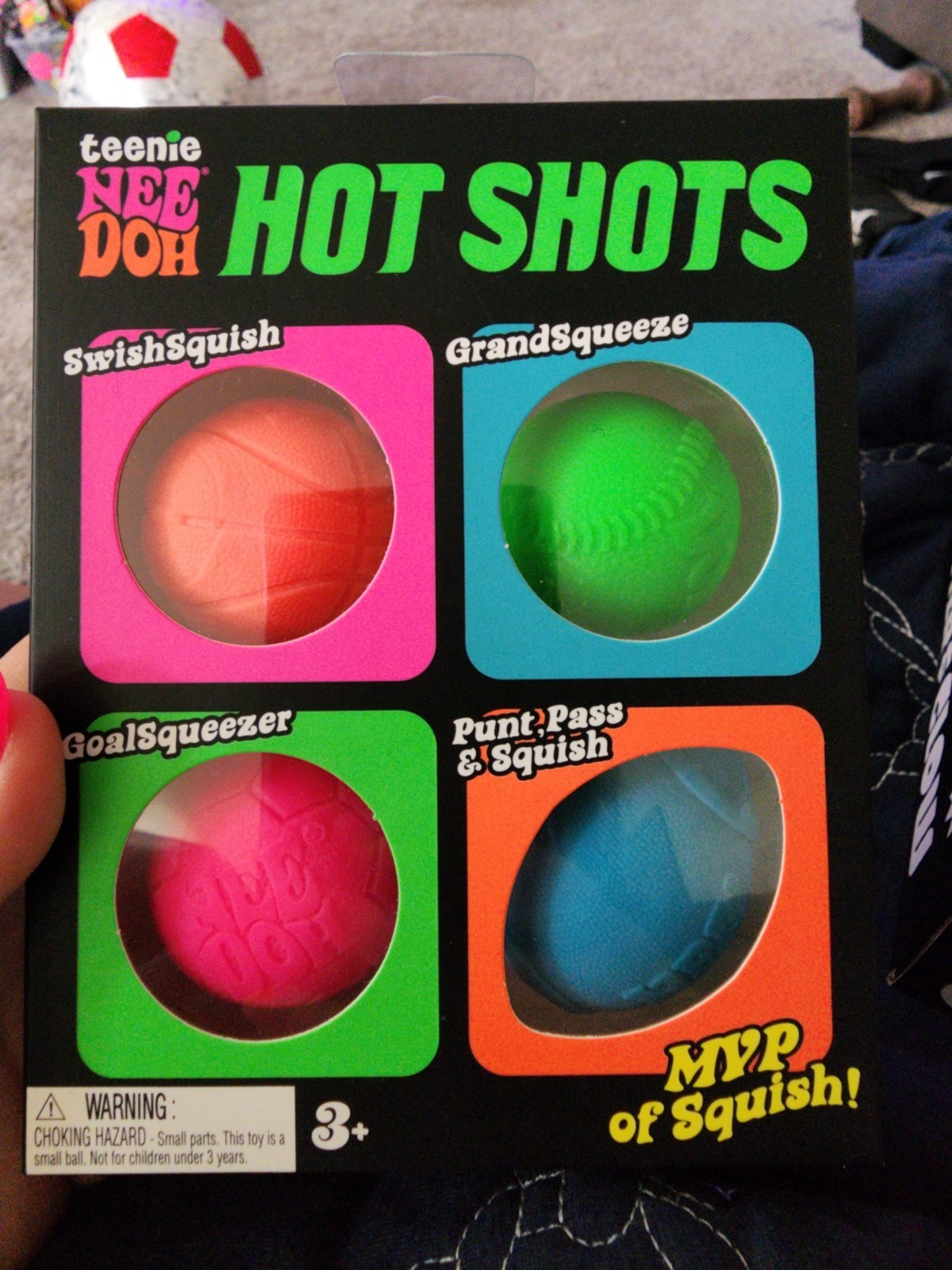 NeeDoh Teenie Hot Shots Squishy 4 Pack Sport Balls Viral NEW