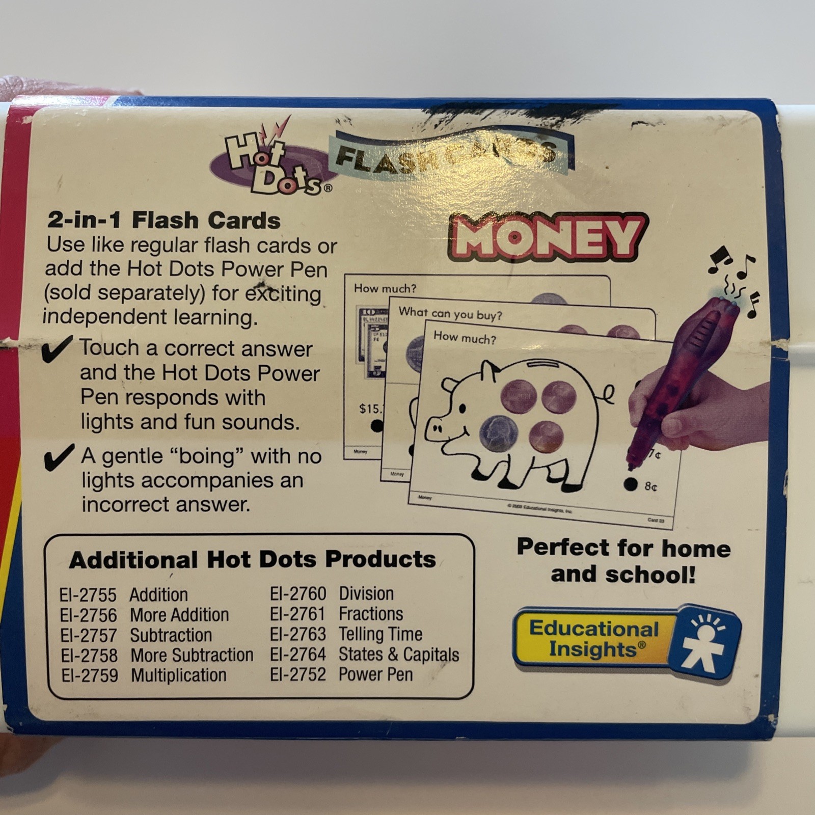 Hot Dots Flash Cards & Power Pen. Learn Money. Age 6+, Grades 1+. Vintage.