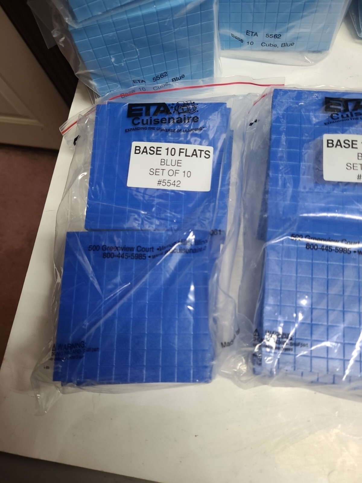 ETA Cuisenaire( Base 10 Flats Blue SET and Base 10 Cube Plastic ) Lot