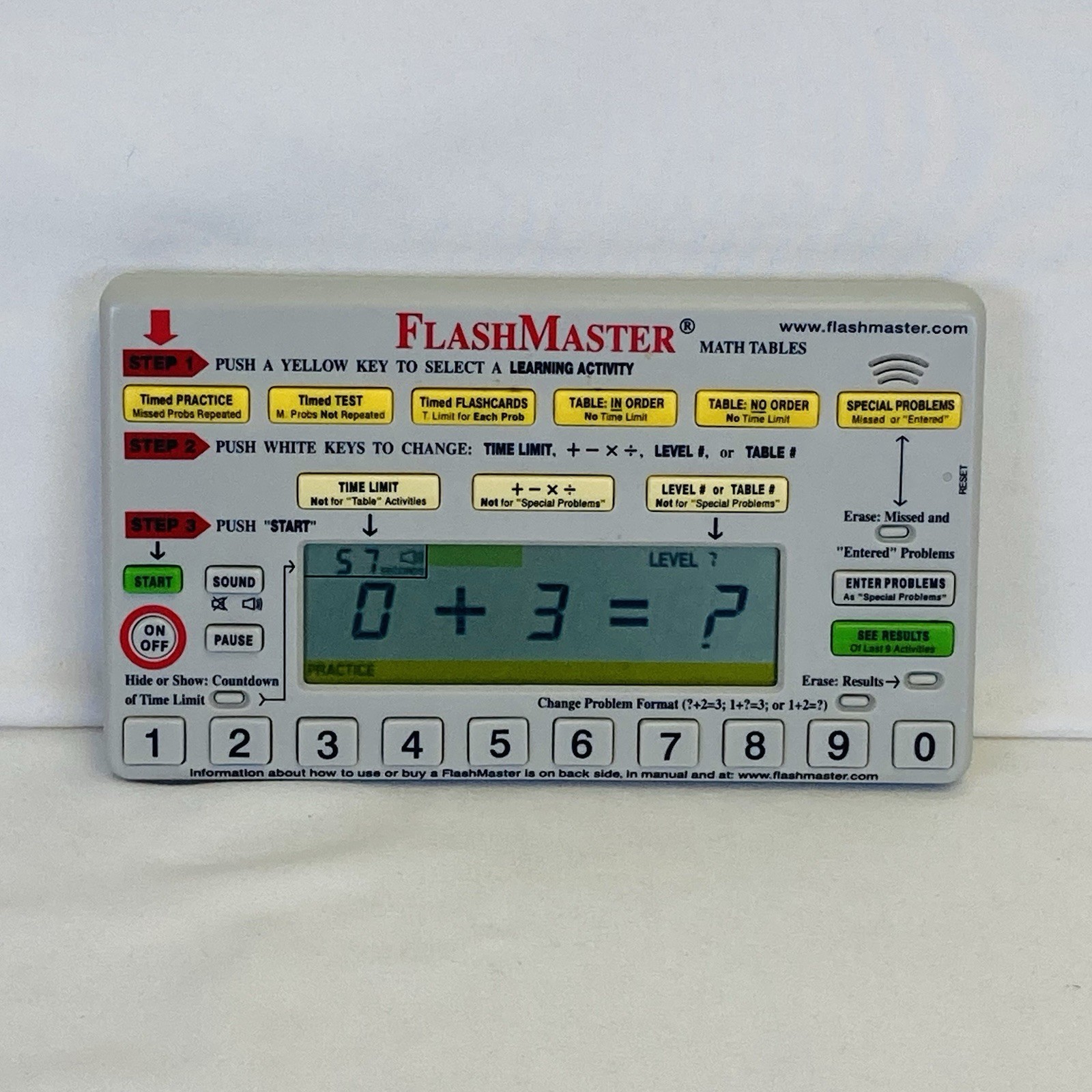 FlashMaster MT1A Electronic Learning Tool Math Tables With Instruction Manual