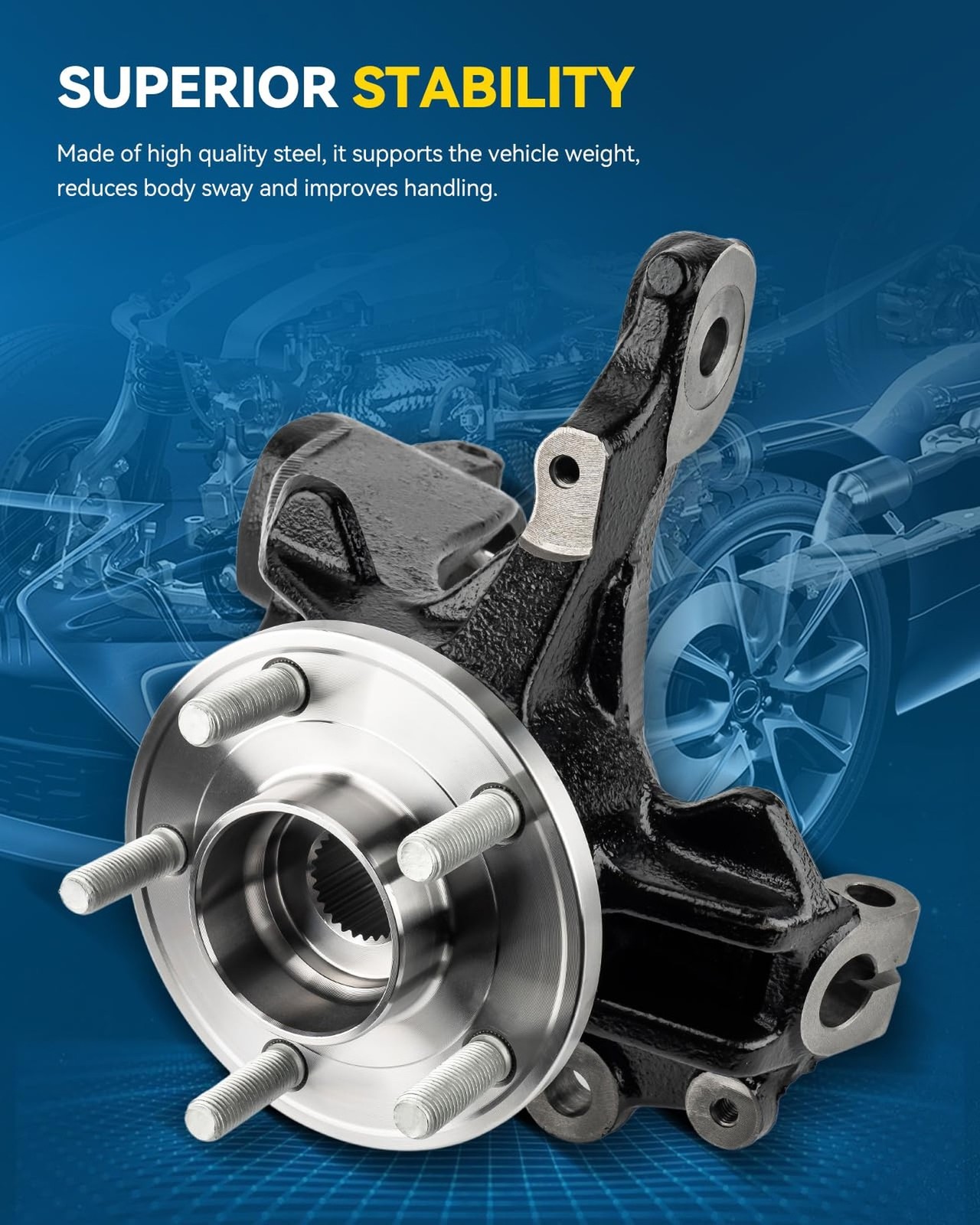 PHILTOP 1PC Front Steering Knuckle & Wheel Bearing Hub Assembly Fit for Mazda…