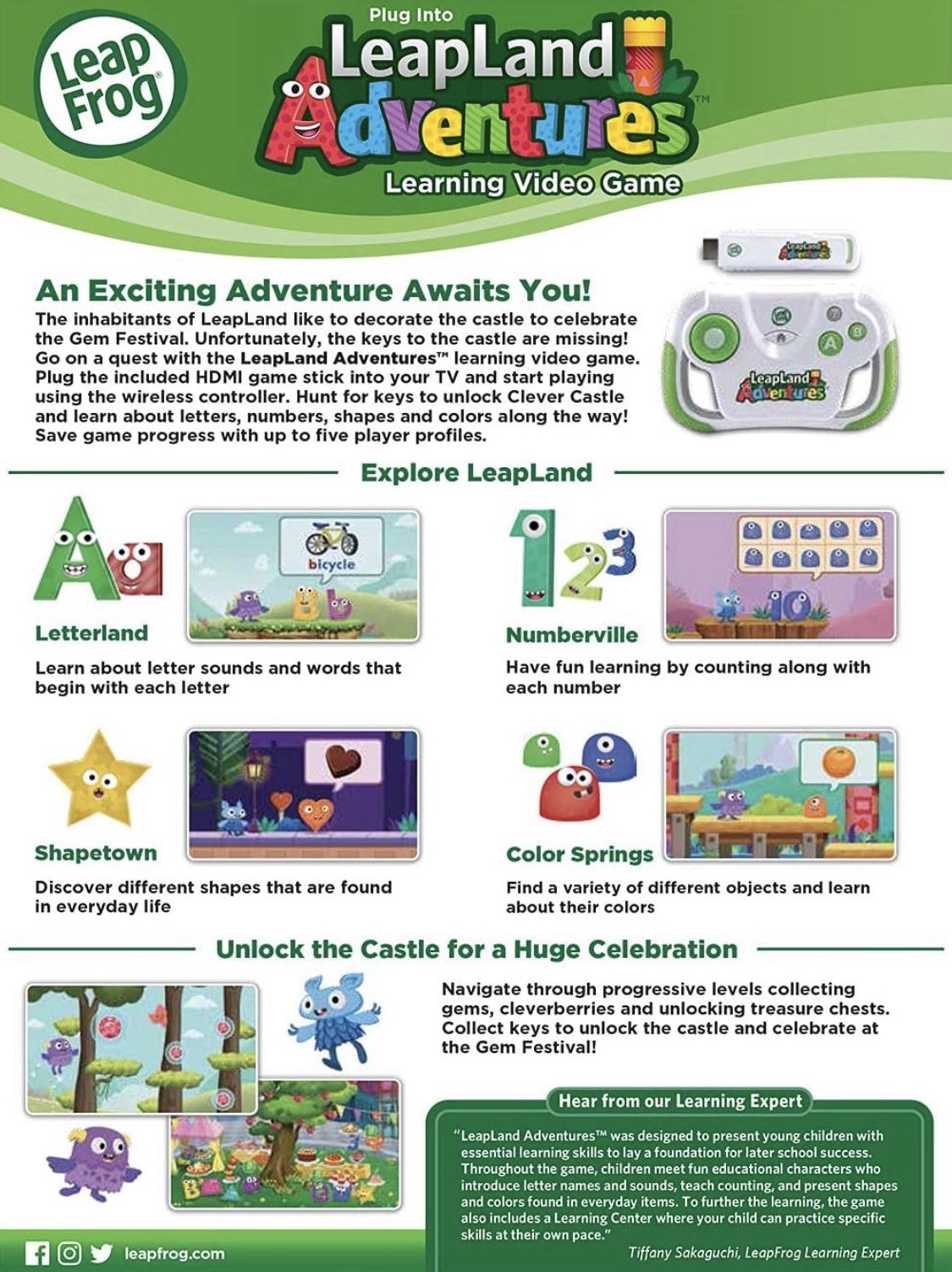 LeapFrog LeapLand Adventures TV Game HDMI Plug & Play Kids 3+ No WiFi NEW!