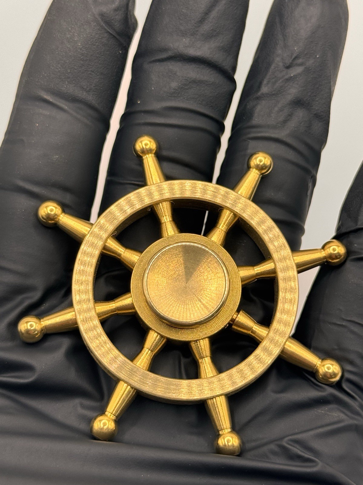 Captain Ship Wheel Brass Fidget Spinner All Metal Toy Adults Kids Boys Girls