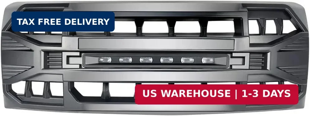 Front Grill Replacement for Ford F150 2009-2014 Matte Black Bumper Grille w/LED