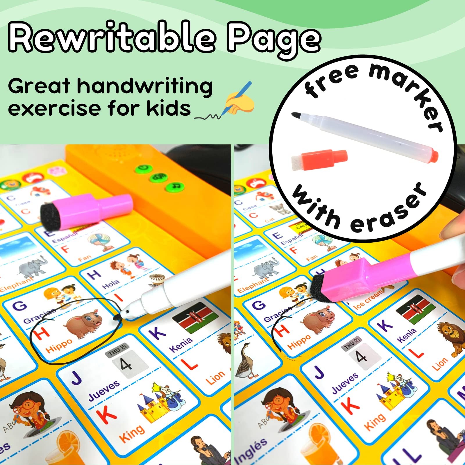 ZeenKind Learn Spanish for Kids |Spanish English Talking Sound Book Toddler | Bi