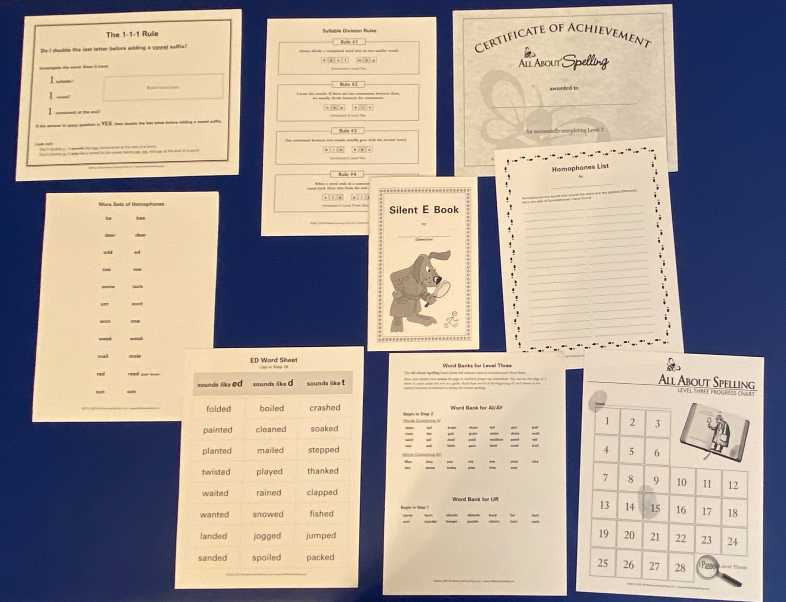 All About Spelling level 3-Word, Phonogram, Key & Sound Cards and level 3 Tiles
