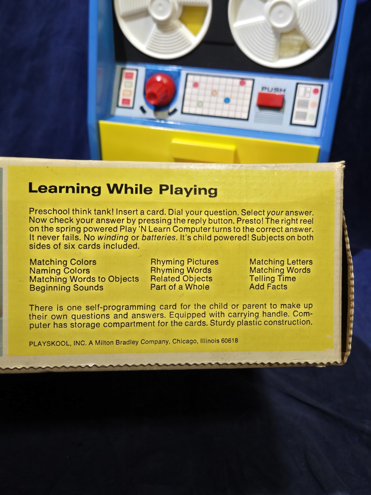 Vintage 1972 Playskool Play ‘N Learn Computer Reel to Reel Toy with 7 Cards