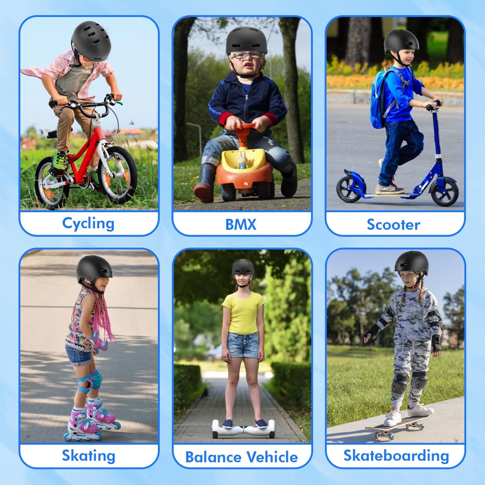 Adjustable Kids Bike Helmet for Boys Girls Youth, Kids Protective Helmets for…