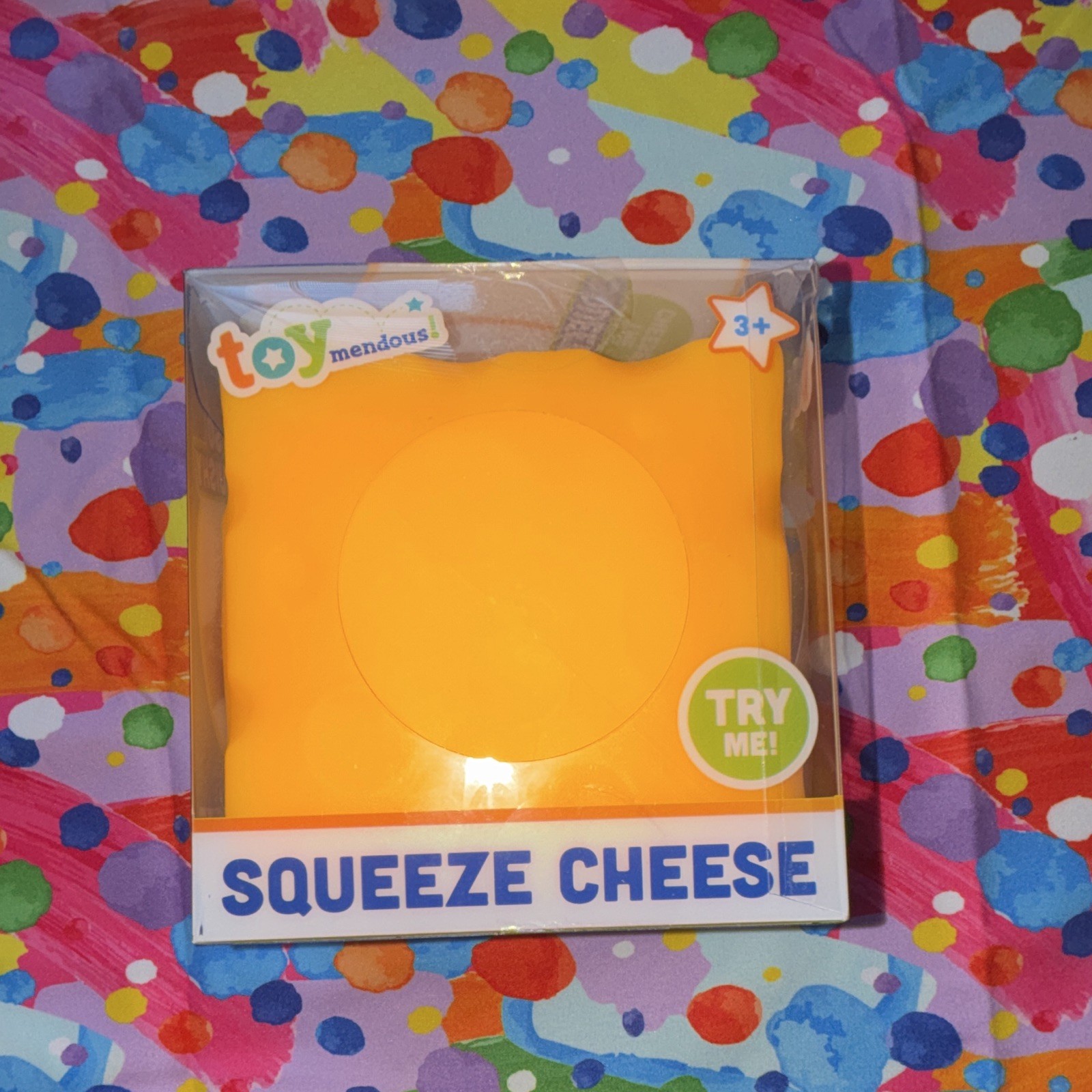 Toy Mendous Squeeze Cheese Tactile Squishy Toy, Yellow, Ages 3+, MPN 470385