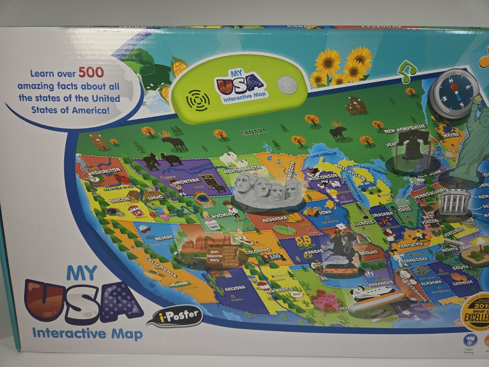 BEST LEARNING i-Poster My USA Interactive Map Educational Talking Toy Kids New