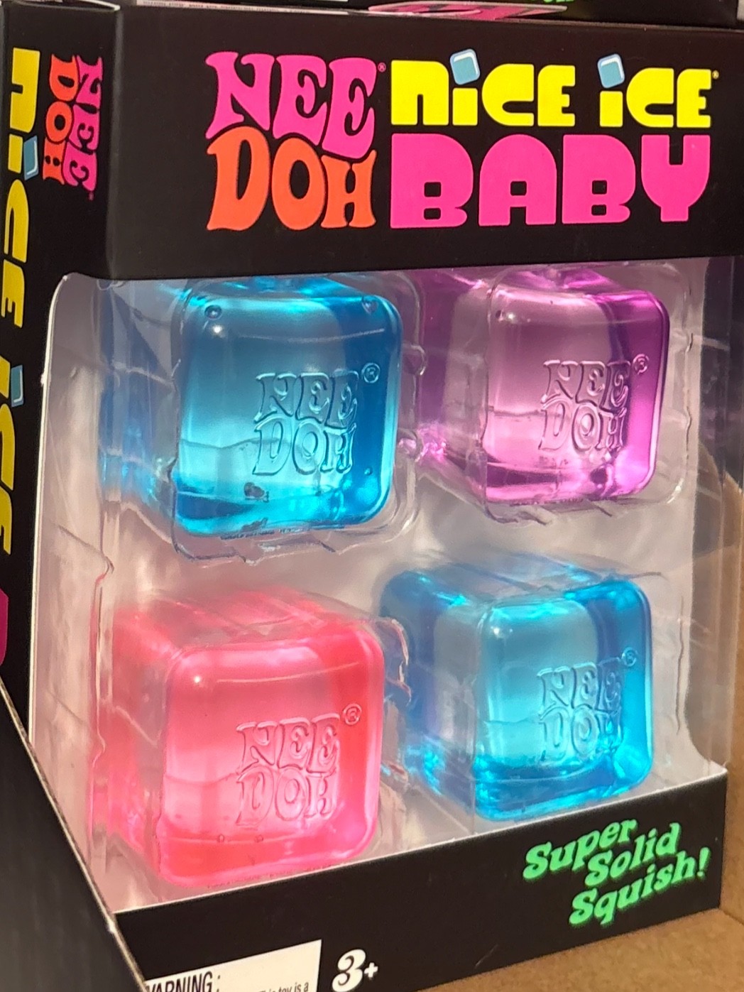 NeeDoh Nice Ice Baby 4 pack, Set of Four Nee Doh Mini Nice Cube Pink Blue Purple