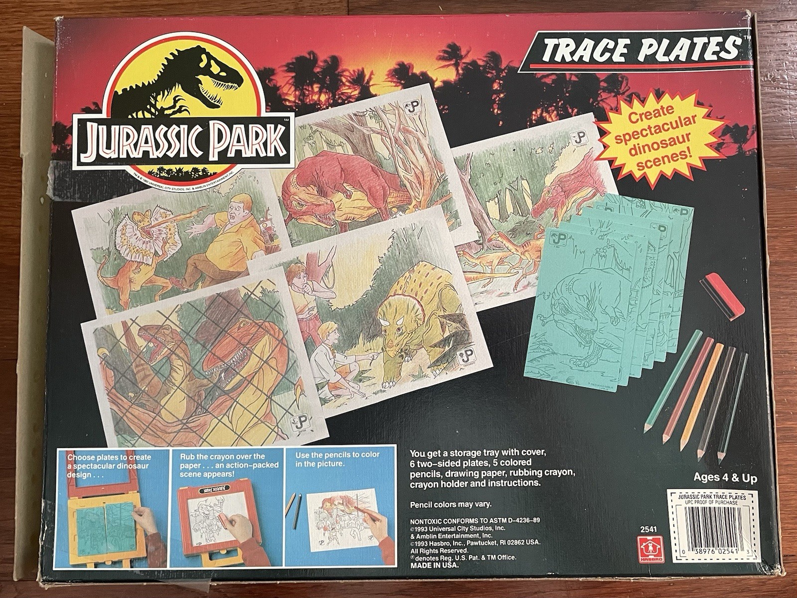Vintage 1993 Jurassic Park 6 Trace Plates (sealed) Dinosaur Art Hasbro READ INFO