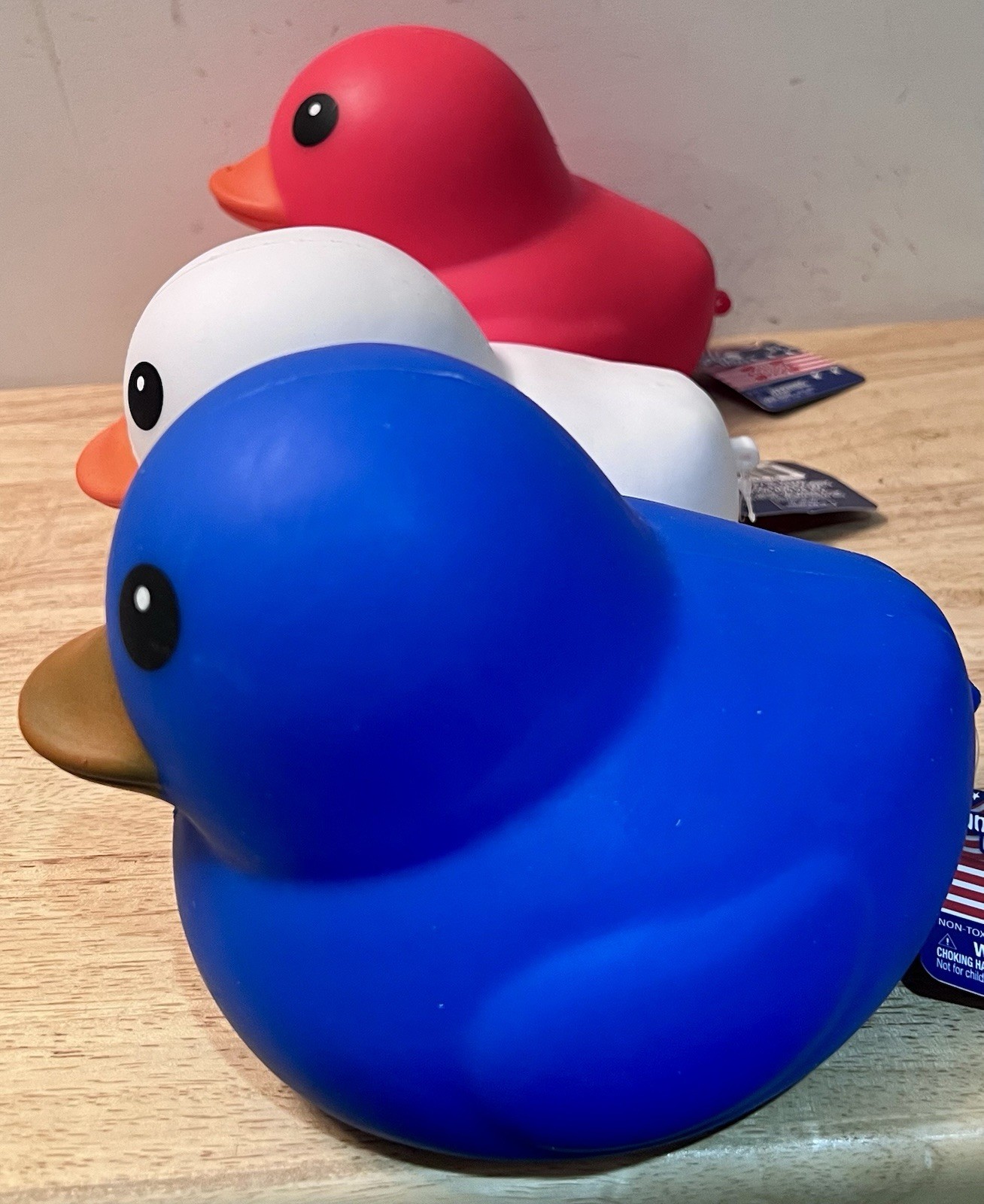 Sunny Days Squishy Duck Lot Red White Blue Patriotic Squeeezy Fidget Set 3
