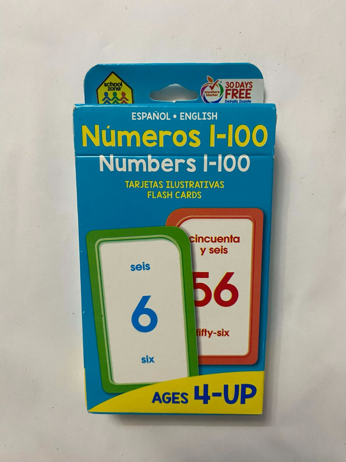Flash Cards Numbers 1-100 English Spanish Ages 4+ ( 56 Cards ) Bilingual – NEW